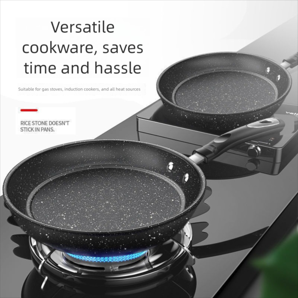 เหลียวหยิง กระทะสเต็ก, หิน 22/24/26/28 ซม. กระทะแพนเค้ก, ทนทานไม่ติดอเนกประสงค์พร้อมฝาปิดเครื่องมือทําอาหารในครัวเตาแม่เหล็กไฟฟ้าแก๊ส - รูปที่ 4