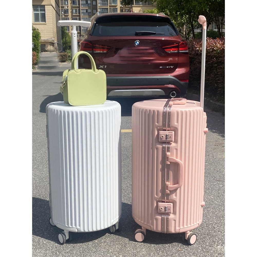 กระเป๋าเดินทางสไตล์ญี่ปุ่น โครงอลูมิเนียมทรงกระบอก กล่องรหัสหนา 24 นิ้ว 20 ล้อสากล กระเป๋าเดินทางมูล