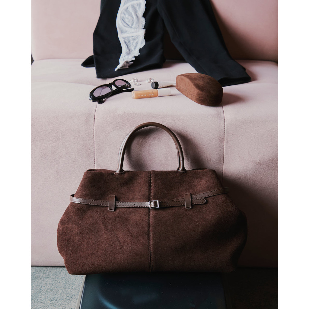 Muse Aria - Parisian Suede Top Handle Bag กระเป๋าหนังกลับเเท้ กระเป๋าถือ กระเป๋าสะพายไหล่