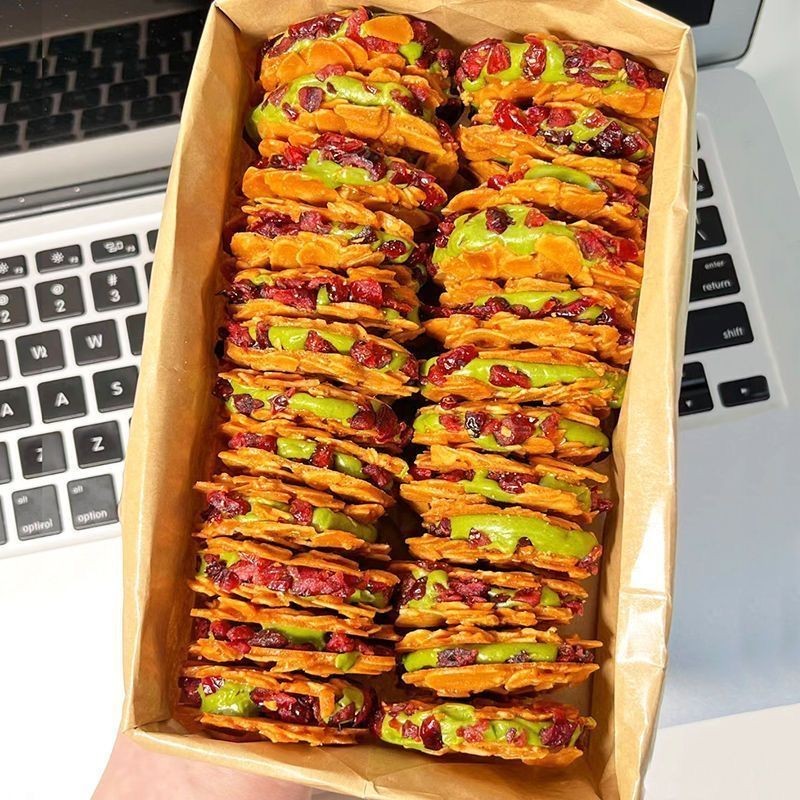 20250521ถั่วเต็ม!Tonself Sandwich Crisp Cranberry Nougat Sandwich Biscuits Nuts Almond Chips Snacks