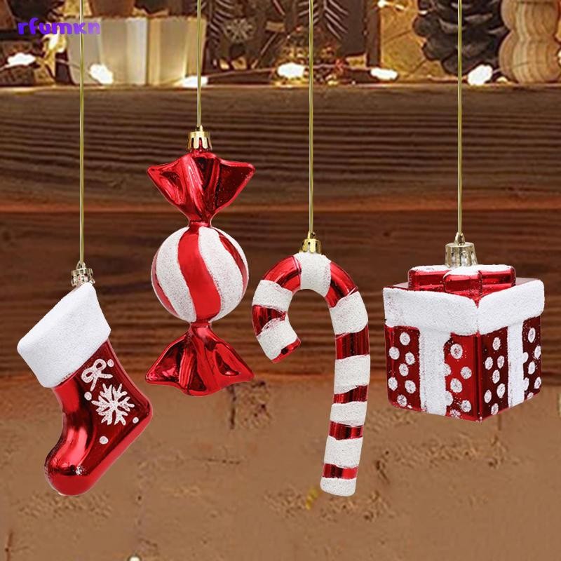 [rfumkn] 4 ชิ้น Xmas Candy Cane เครื่องประดับต้นคริสต์มาสแขวนเครื่องประดับของขวัญกล่อง Xmas Tree Decor สําหรับงานแต่งงาน Porch Home