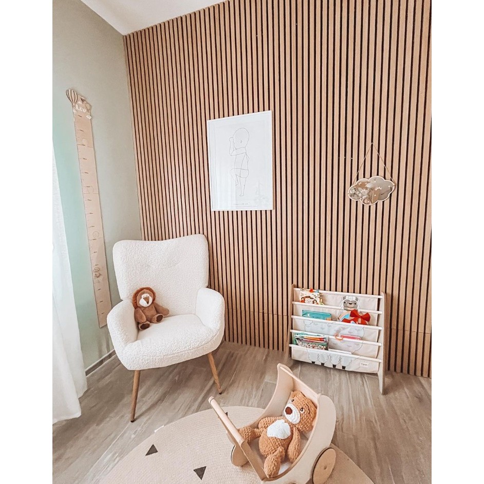 【ราคาพิเศษ】เทียมตกแต่งผนัง ไม้ระแนง WPC wall panels ติดตั้งง่าย 3D สีฮิโนกิ ยาว90 ซม._bmhome
