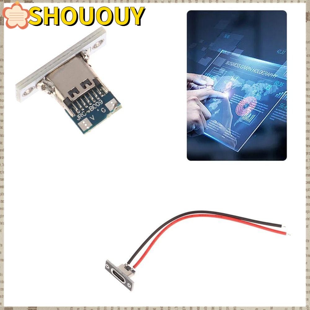 Shouuy แจ็ค USB, Type-C 2Pin หญิงเชื่อมต่อแจ็ค, Strip Line Of Solder Joint Type-C ปลั๊ก 2P พอร์ตชาร์จ