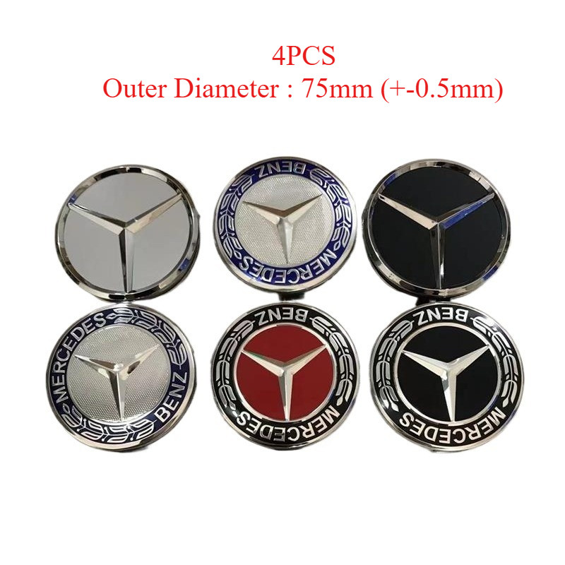 4pcs ใหม่ฝาครอบล้อ Center Hub Rim Cap AMG 75 มม.สําหรับW203 W204 W205 W211 W212 W213 W176 W177 A45 CLA45