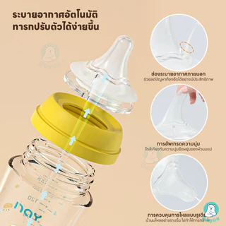 PAYOE ขวดนมแก้ว ขวดนม เหมาะสำหรับทารกและเด็กเล็ก ขวดนมเด็ก ทำความสะอาดได้ง่าย ขวดนมเด็กโต
