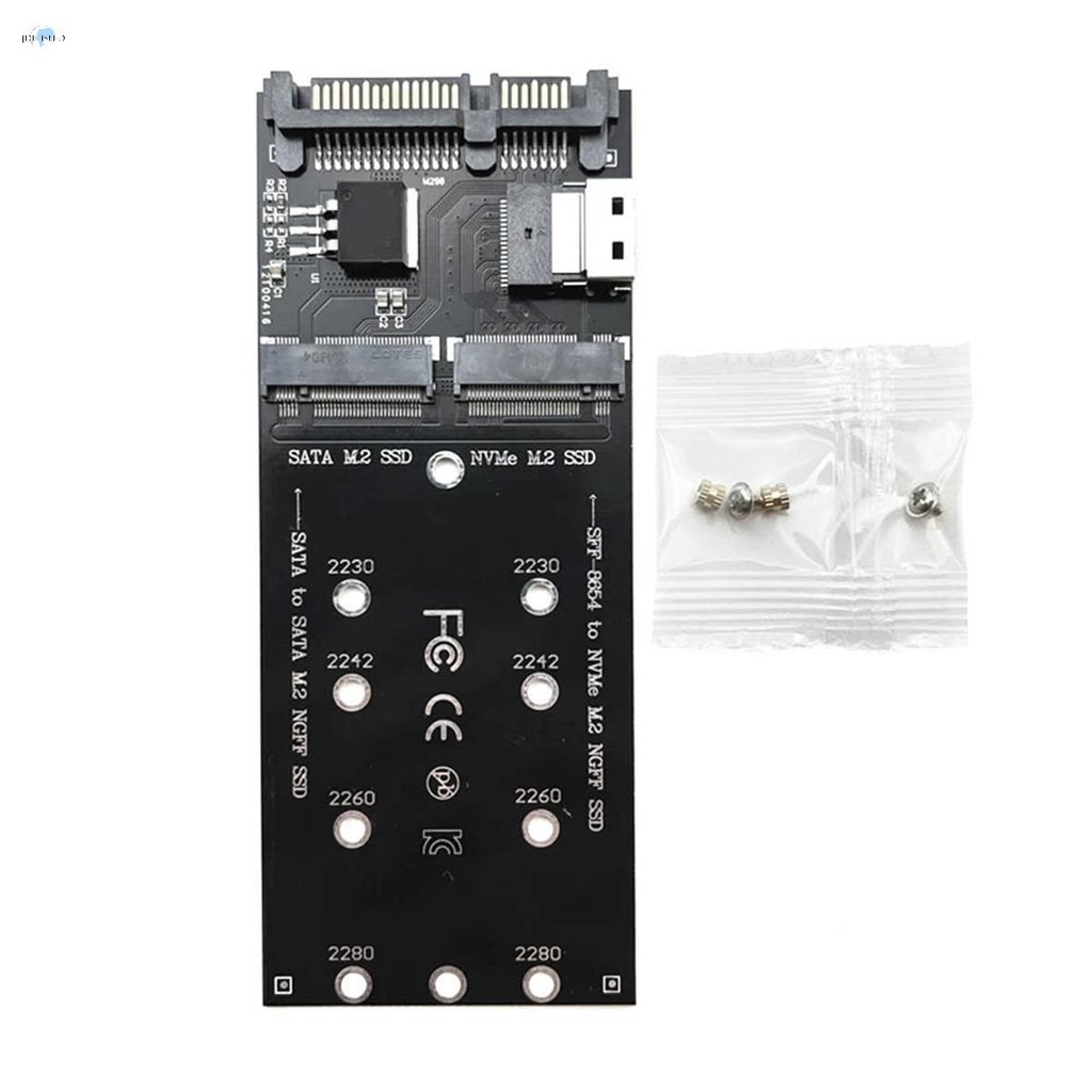 อะแดปเตอร์ M2 SSD 2 SATA Ngff SSD เป็น SATA + M2 NVME SSD เป็น SFF-8654 Converter SATA เป็น M2 การ์ด