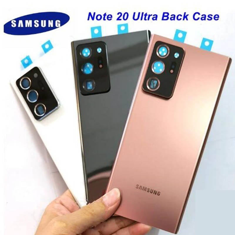 Note20 Ultra แบตเตอรี่ปกหลังสําหรับ Samsung Galaxy หมายเหตุ 20 Ultra Glass กรณีประตูด้านหลังแผงอะไหล่เลนส์กล้อง + โลโก้