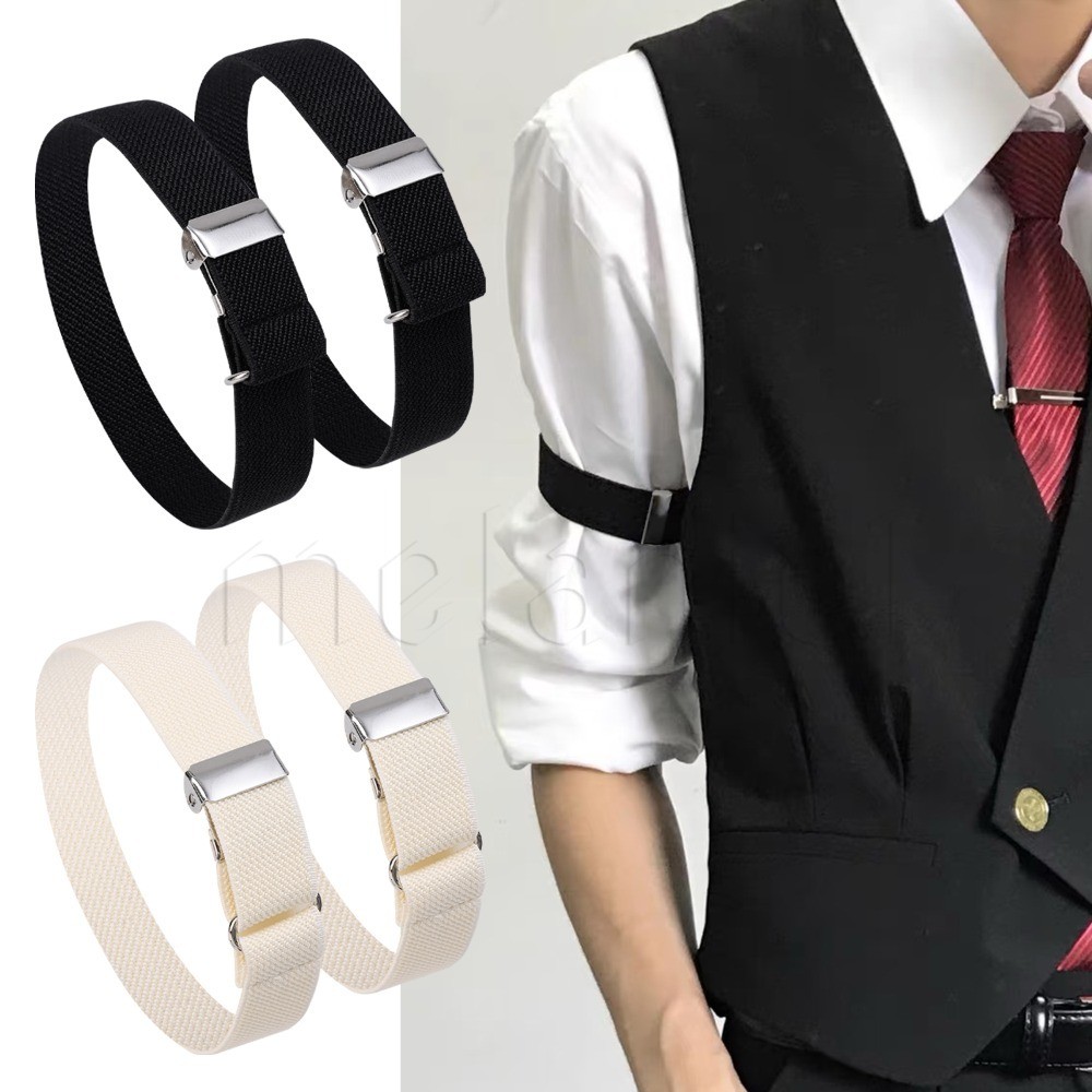 สายรัดแขนเสื้อยืดหยุ่น-สีดําสีขาวแขนแหวนอุปกรณ์เสริมเสื้อผ้า-ปรับ,สากล-สําหรับ ไม่จํากัดเพศ-ลื่นข้อมือ ชม. แก่กว่า แขน