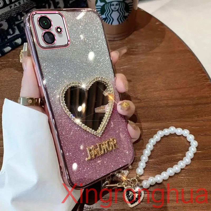 SAMSUNG เคสโทรศัพท์สําหรับsamsung A06 A05 A04 A03 A03S A02Sหรูหราเครื่องสําอางแต่งหน้ารักกระจกนุ่มสร