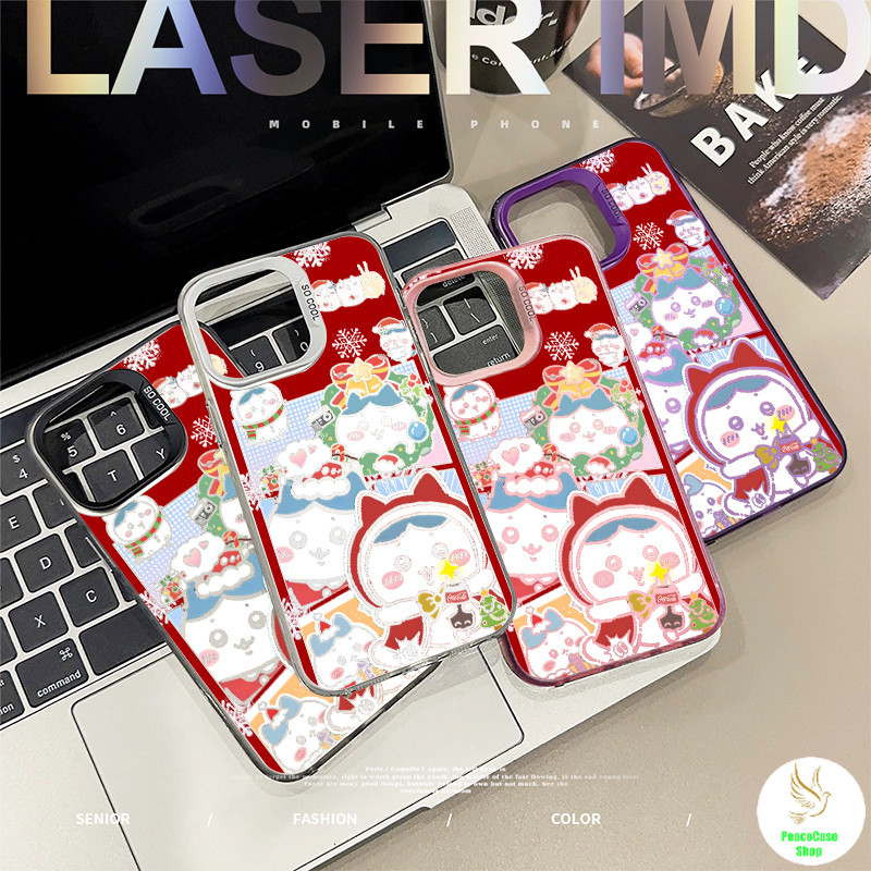 COD-ในไทย🔥เคส Chiikawa ชุดคริสต์มาส สําหรับ iPhone 7 8 X 11 12 13 14 15 16 เปลือกแข็งสีเงิน กันกระแท