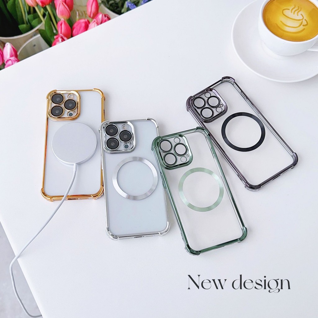 Xiaomi Redmi Note 14 13 12 11 11S 10S 10 Pro Max Cases โปร่งใส Electroplated ถุงลมนิรภัยเคสโทรศัพท์พร้อมการชาร์จไร้สายแบบแม่เหล็ก