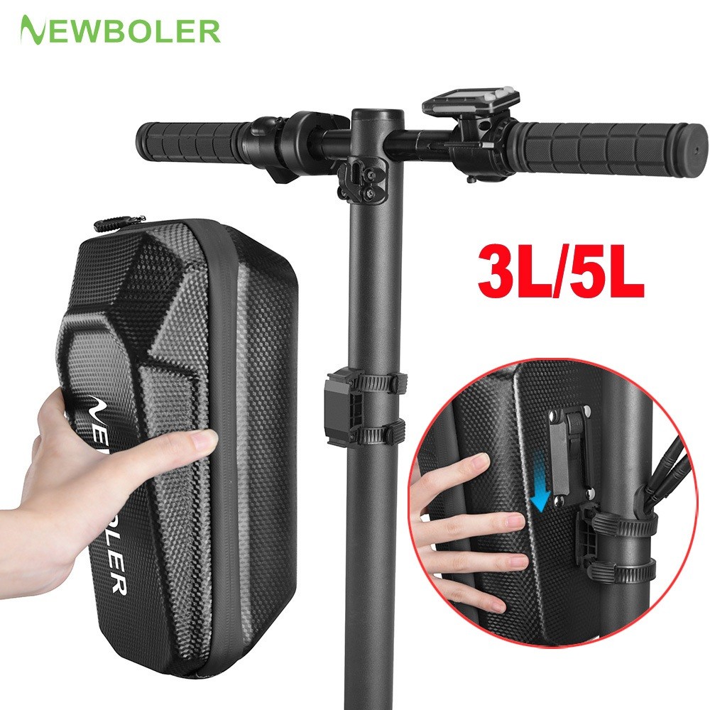 Newboler 3L/5L Quick Release จักรยานสกู๊ตเตอร์กระเป๋ากันน้ําจักรยานด้านหน้ากระเป๋า Hard Shell พับกระเป๋าจักรยานไฟฟ้า