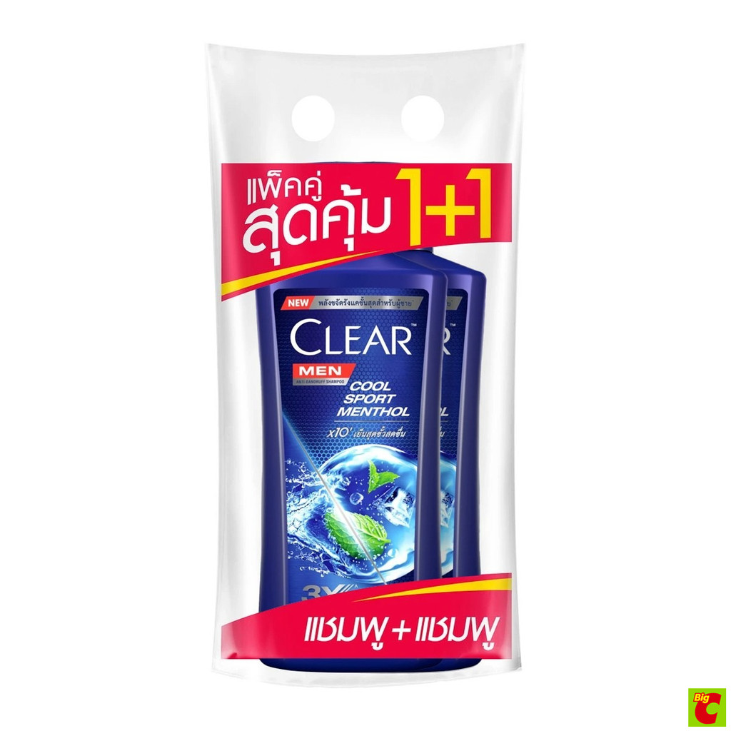 เคลียร์ เมน แชมพูขจัดรังแค สูตรคูล สปอร์ต เมนทอล 370 มล. แพ็ค 1+1