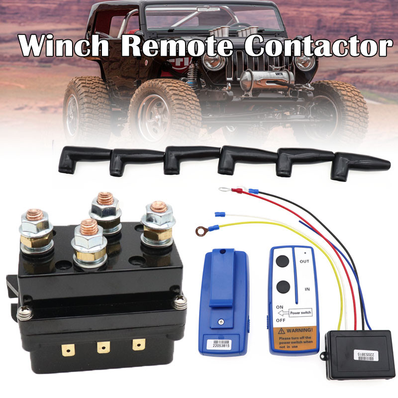 12v 24V 500A HD Contactor Winch ควบคุม Solenoid รีเลย์ Twin ไร้สาย Remote Recovery Universal Solenoid Twin ไร้สาย Remot