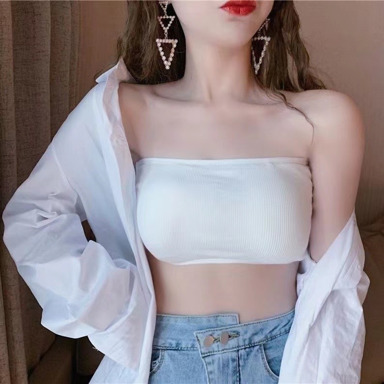 🍑Evelyn🍑เกาะอกมีฟองน้ำในตัว สีพื้น ทรงเซ็กซี่ปนน่ารักผ้าใส่สบาย ใส่สบาย พร้อมส่ง#WL-5 - รูปที่ 4