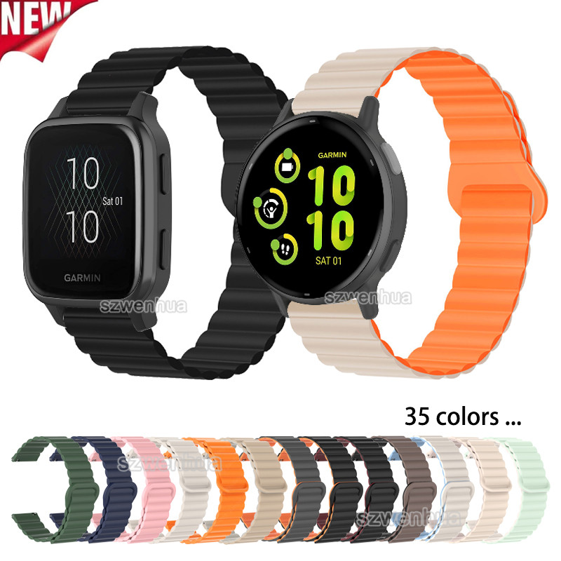 สายซิลิโคนแม่เหล็กสําหรับผู้เบิกทาง Garmin 570 265 55 158 165 เพลง Venu 4 3 2 plus SQ Vivoactive 6 5