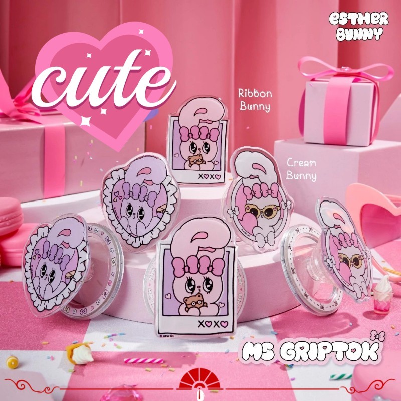 Esther Bunny การ์ตูนน่ารักสําหรับ Magnetic Poosocket โทรศัพท์แม่เหล็ก Griptok Grip Toak Stand สําหรับ IPhone พับไร้สายชาร์จกรณีผู้ถือแหวน