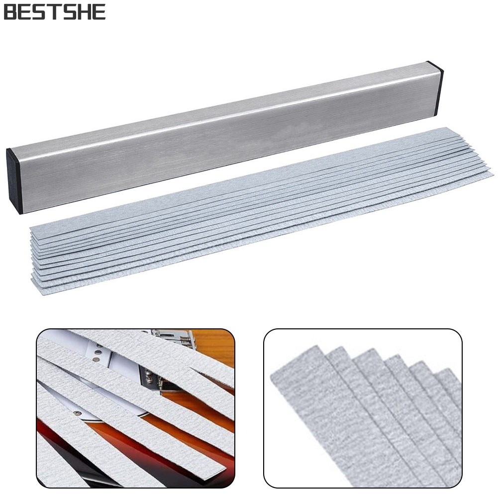 <bestshe> กีตาร์คอ Fret Beam Leveling Bar Luthier เครื่องมือพร้อมกระดาษทราย 6 ชิ้นอลูมิเนียม