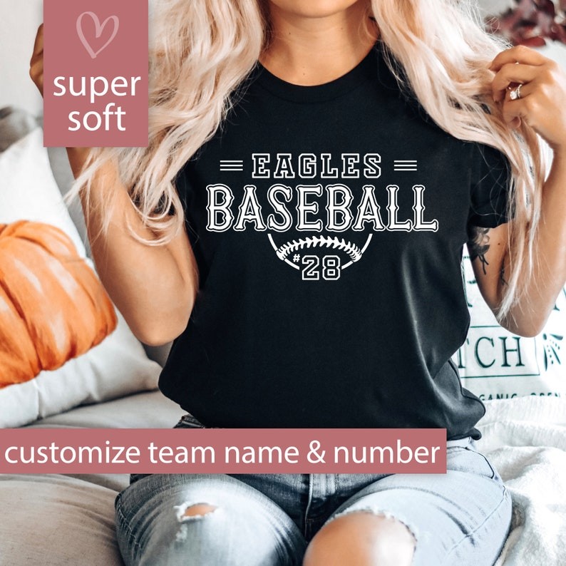Personalized Baseball Shirt for Baseball Mom Game Day Tshirt, Baseball T Shirt for Women Team Name C