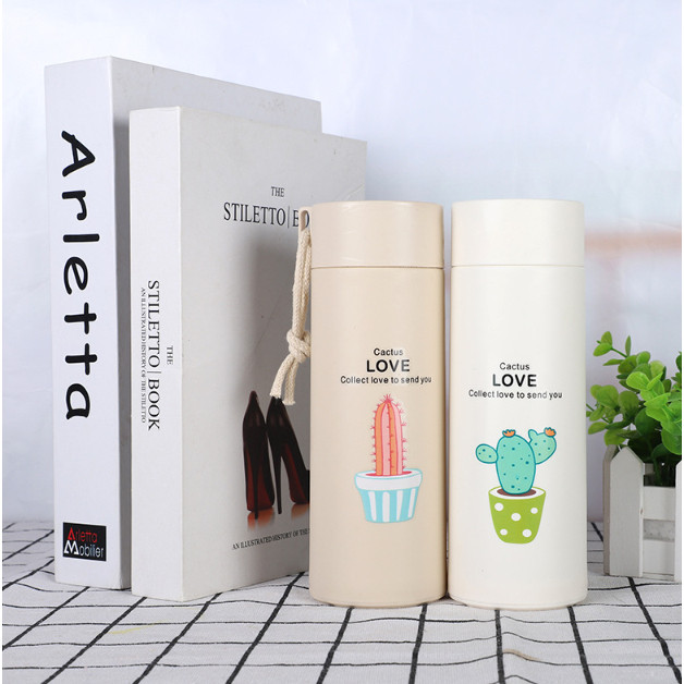 ww YIWUSHOP ปลีก/ส่ง  กระบอกน้ำลายกระบองเพชร ในเป็นแก้ว ขนาด 450ML