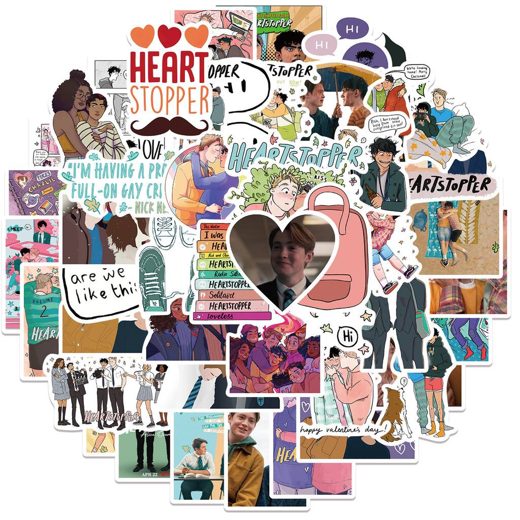 Y&P| ชุดสติ๊กเกอร์ Heartstopper สติ๊กเกอร์กันน้ำซีรีย์ทีวี, 50 แผ่น/ชุด