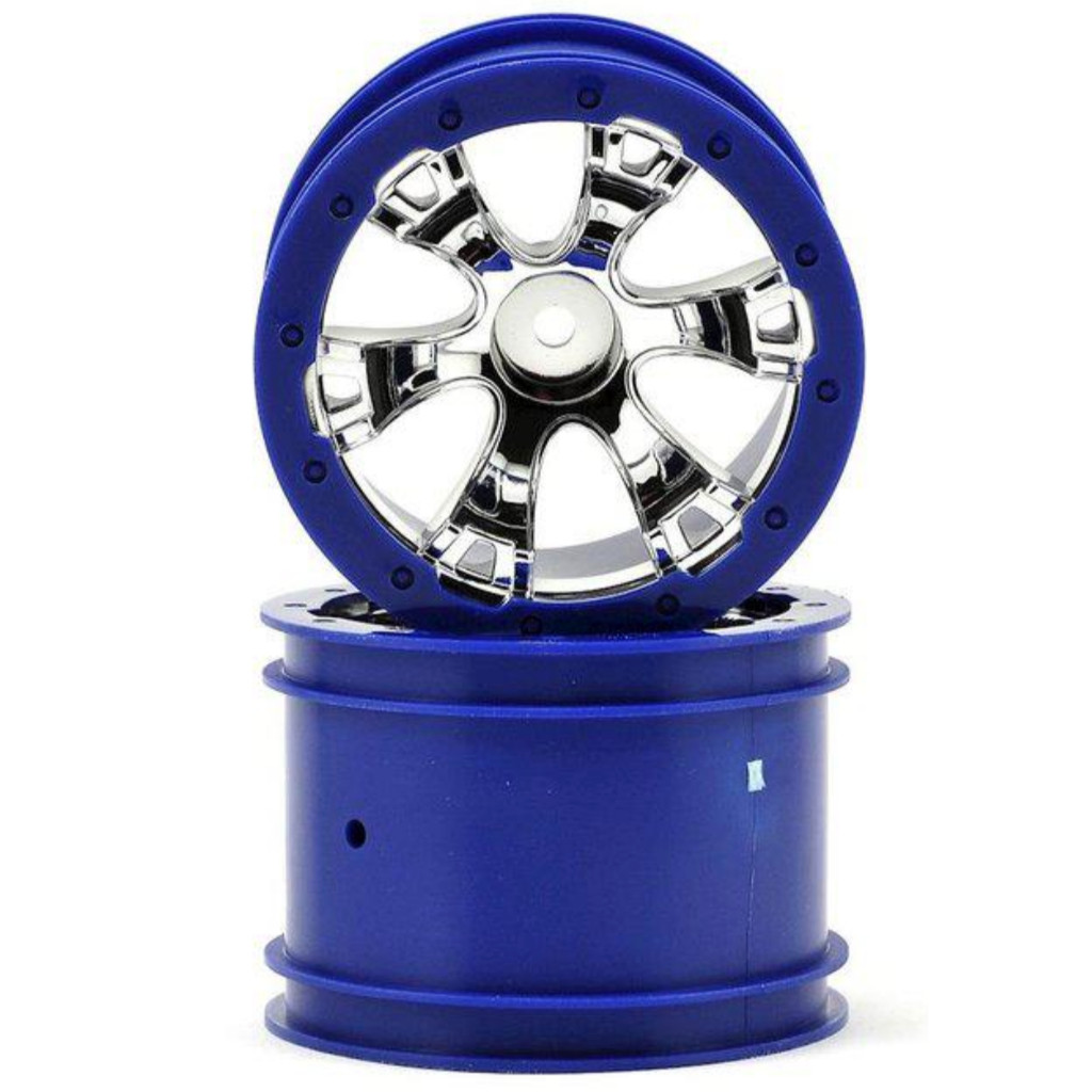 TRAXXAS 2.2″ Geode Beadlock Style Wheels w/12mm Hex (2) (Chrome/Blue) 7273 ศูนย์ไทย