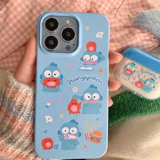 เคสมือถือปลาการ์ตูนสีฟ้าน่ารักและปลาหมึกยักษ์สำหรับ iPhone 14PROMAX กันกระแทก12/13PROMAX ทนต่อสิ่งสกปรก11PROMAX 8PLUS เคสแข็ง15/16/14/Pro xsmax 13pro