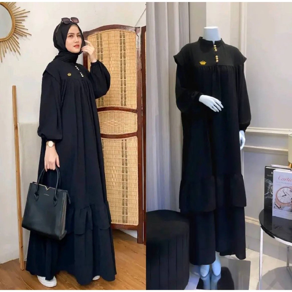 JUMBO GAMIS LD130cm CRINKLE AIRFLOW MATERIAL BUSUI ปุ่มบนด้านหน้า / ล่าสุด JUMBO PLAIN GAMIS