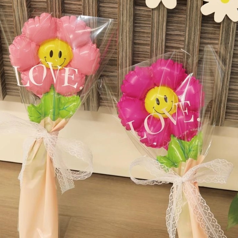 ใหม่ Macaron Green Leaf Daisy ดอกไม้ฟอยล์ลูกโป่งมือถือ Sunflower Ballon ของขวัญวันวาเลนไทน์ Decor - รูปที่ 2