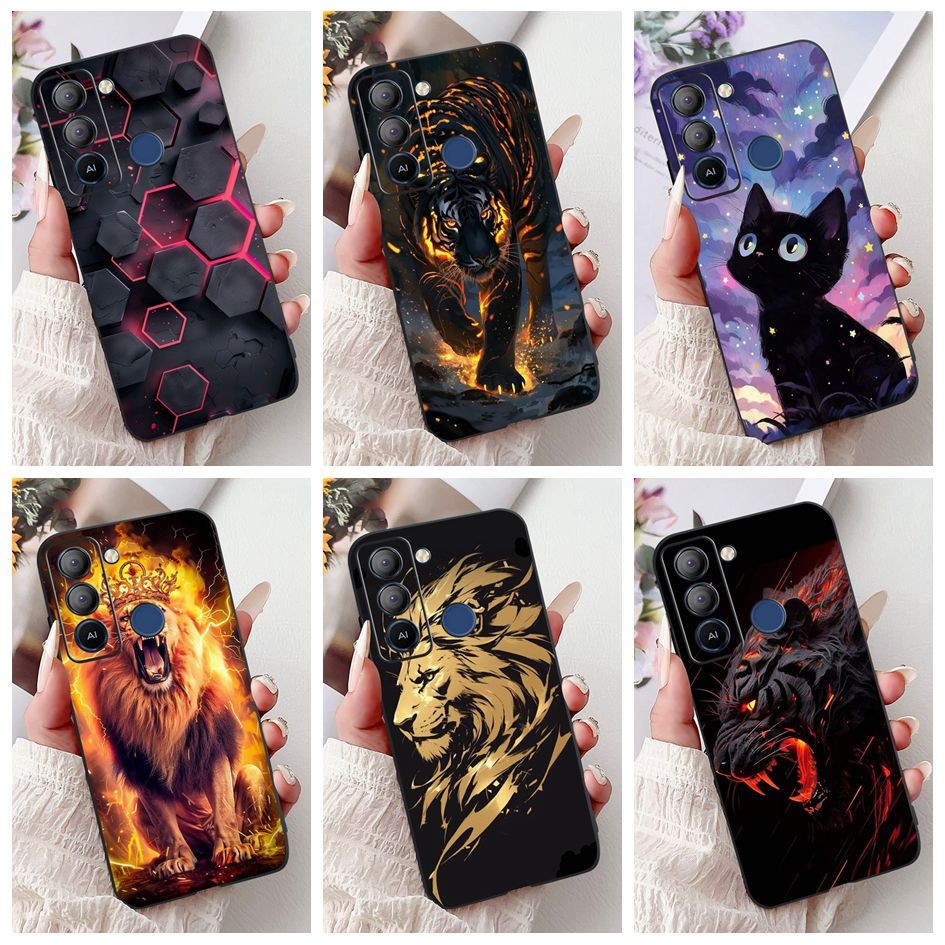 ปลอกกันกระแทกสําหรับ Tecno Pop 5 Lte BD4/Pop 5 Pro BD4j กรณี Cool การ์ตูน Tiger Lion Soft Silionce ส