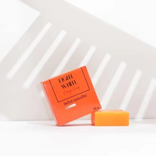 [4 ก้อน 100] สบู่ไลท์ไวท์ light white orange soap สบู่ทำความสะอาดผิวหน้าและผิวกาย ขนาด 65 กรัม