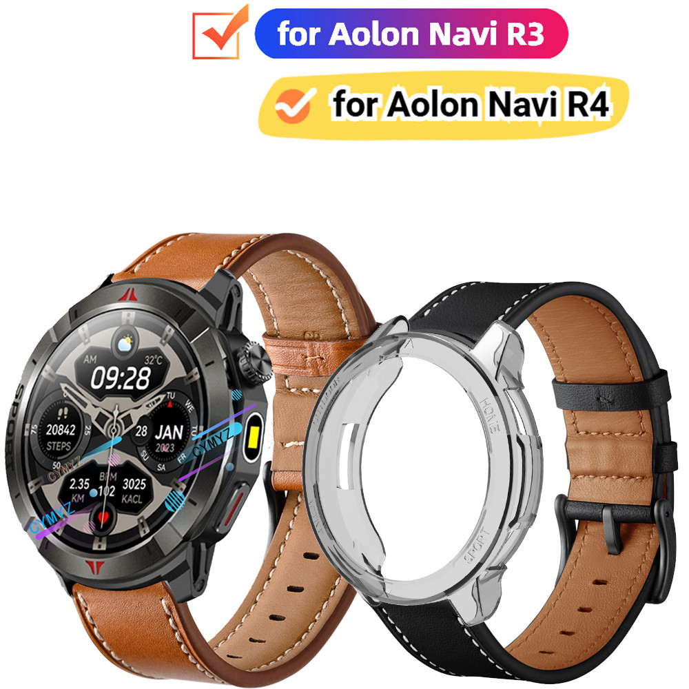 Aolon Navi R3 R4 สายหนังสําหรับ Aolon Navi R4 strap สายรัดข้อมือกีฬา Aolon Navi R3 R4 case ป้องกันหน
