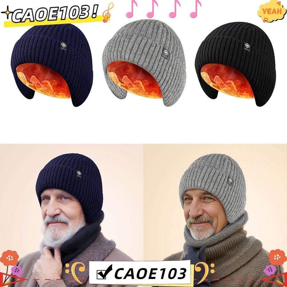 Caoe103 หมวกทําด้วยผ้าขนสัตว์, หมวกถักกันลมหนา, อุปกรณ์ป้องกันหูหมวกหมวกผ้ากํามะหยี่ขี่จักรยาน