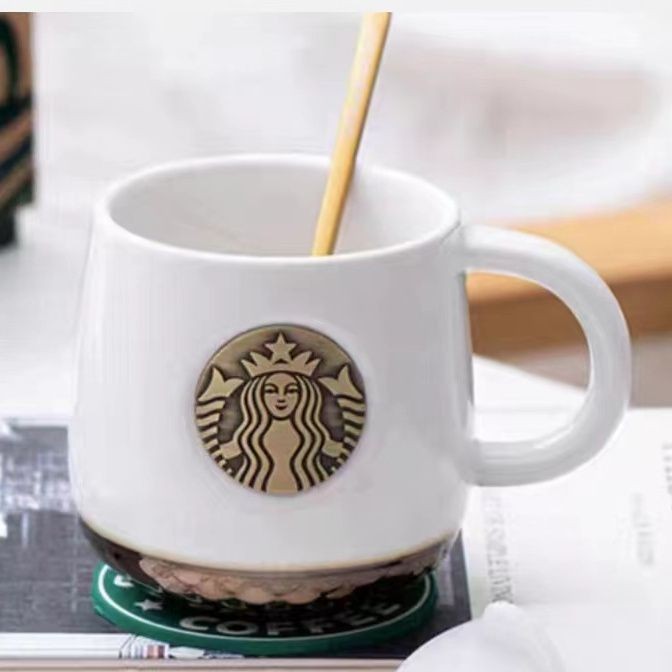 แก้วสตาร์บัคส์ถ้วยน้ําเซรามิกขนาดปลาถ้วยเทพธิดาสีบรอนซ์ถ้วยกาแฟอเมริกัน – โปรปัง