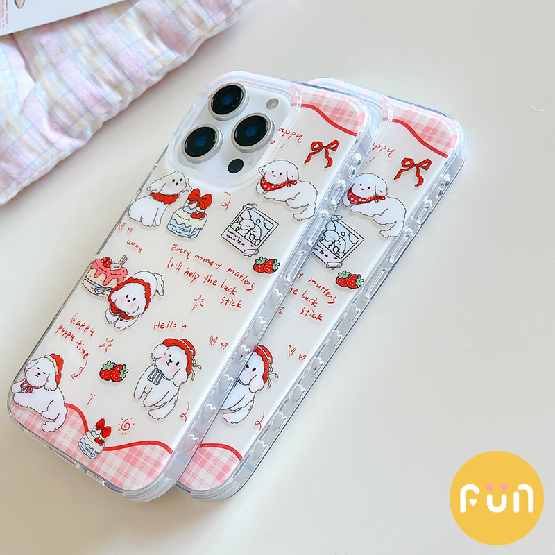 น่ารักหมวกสีแดงลูกสุนัข Bowknot เค้ก IMD โทรศัพท์มือถือกรณีสําหรับ iPhone 16 15 14 13 Pro Max iPhone15 Drop ทนปลอกปกหลัง - รูปที่ 6