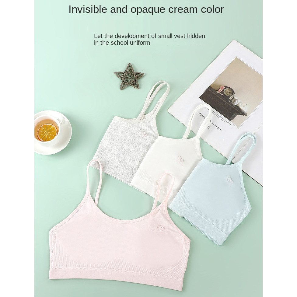 Naked Ammonia Girls ชุดชั้นในพัฒนาการ Double-Layer Quilted Anti-Bump นักเรียนประถม Junior Ammonia