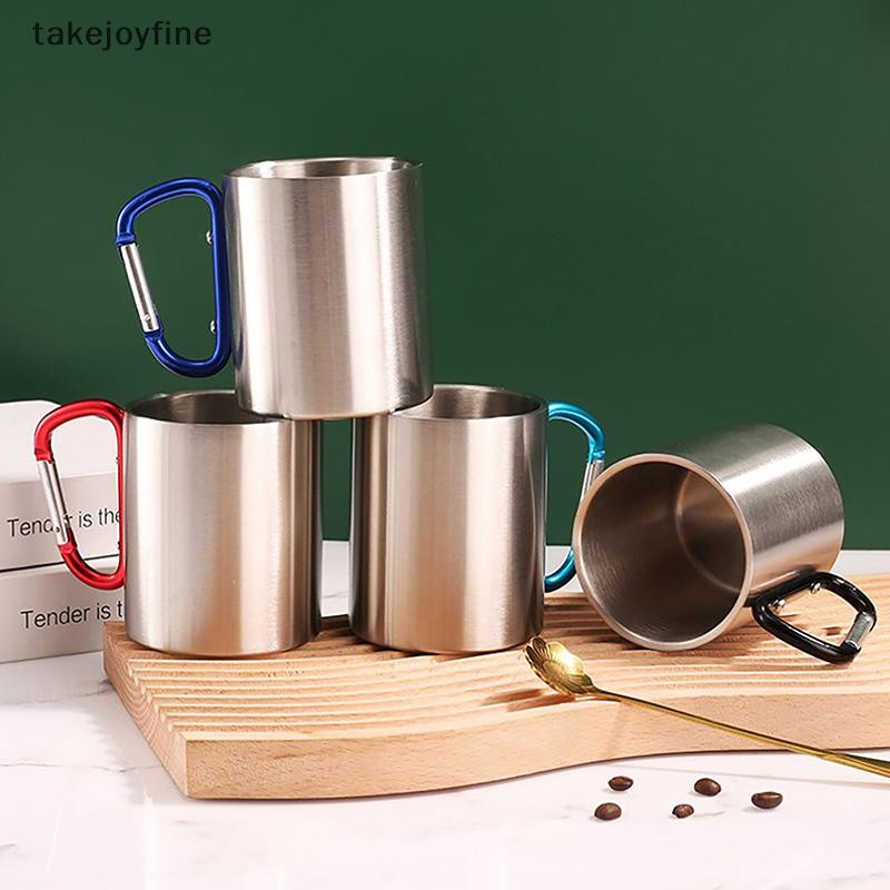Tfth 220ml Camping Travel ถ้วยสแตนเลส Carabiner Hook Handle แก้วน้ําปิคนิค Outdoor Travel Hike Cup Vary
