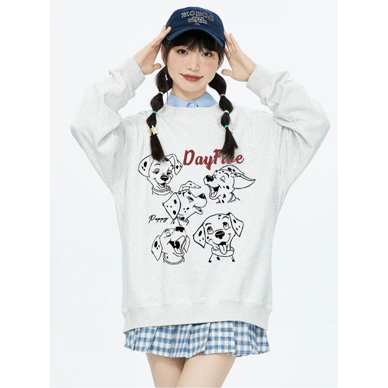พร้อมส่งจากกรุงเทพ เสื้อกันหนาวแขนยาว เสื้อยืดคอกลมพิมพ์ลาย ลายน้องหมาสุดน่ารักมีสีติดทน ไร้รอยยับ และไม่ต้องรีด