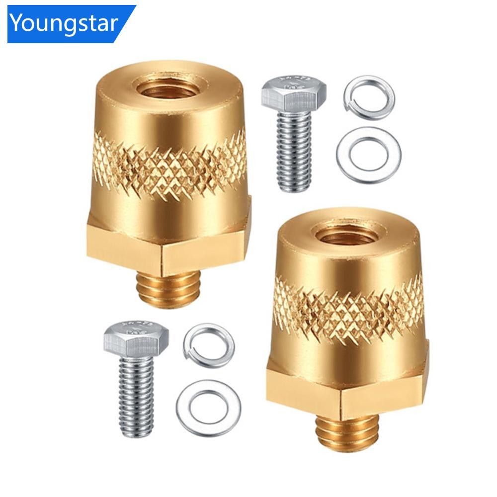 FYG คู่ M6 M8 รถเสาอะแดปเตอร์ทองเหลืองแบตเตอรี่ Terminal Connector ด้ายบวกลบโพสต์ Connector Terminal อะแดปเตอร์