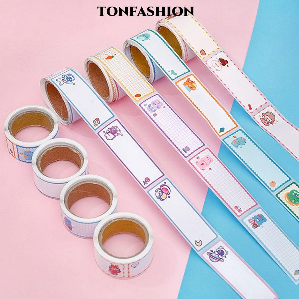TONFASHION 60 ชิ้น/ม้วนชื่อสติกเกอร์,การ์ตูนฉลากกาวในตัวสติกเกอร์,เขียนได้นักเรียนเครื่องเขียนแท็กเปล่าสติกเกอร์
