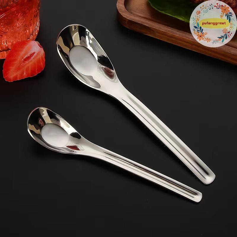 Pufanggreat สแตนเลสหนาช้อน Creative Long Handle โรงแรมหม้อร้อนช้อนซุป Ladle Home Kitchen Essential เครื่องมือ TH