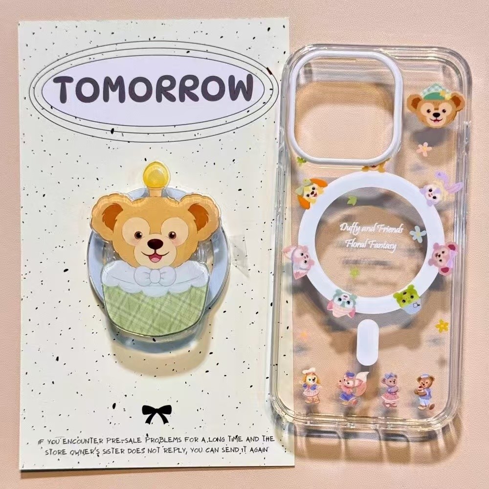 น่ารัก Lingna Belle Duffy Bear Bracket เหมาะสําหรับ s25 +/ s24/s23/s22/S21 เคสโทรศัพท์โปร่งใสNote20/S21 FE Simple s23/22 + Disney s21/20 - รูปที่ 2