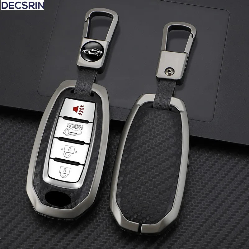 3/4/5 Buttons Zinc Alloy+ Leather Car Key Case Cover Shell Fob  For Infiniti Q50 Q60 QX50 QX55 QX60 