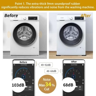 ALPIN 4 ชิ้นเครื่องซักผ้า Anti Vibration Feet Pad, Anti Slip Shock-absorbing Washing|แผ่นรองฝ่าเท้า, เงียบ แดมเปอร์ เพิ่มความสูงเฟอร์นิเจอร์แผ่นยางซักผ้า|ตู้เย็น