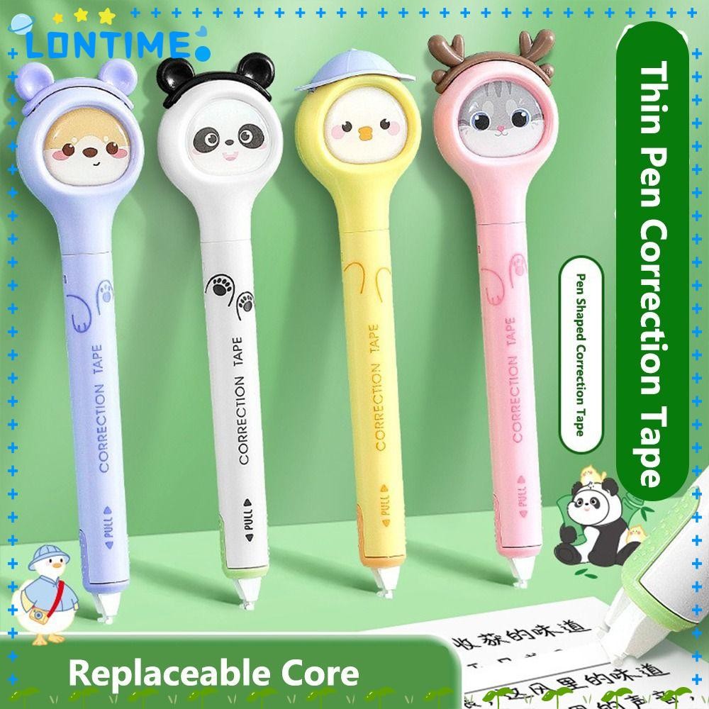 LONTIME Correction Band, Silent Replacement Core Correction Tape, แบบพกพา 6M ความจุขนาดใหญ่ดึงประเภทปากการูปนักเรียน Alteration เทปโรงเรียน Office