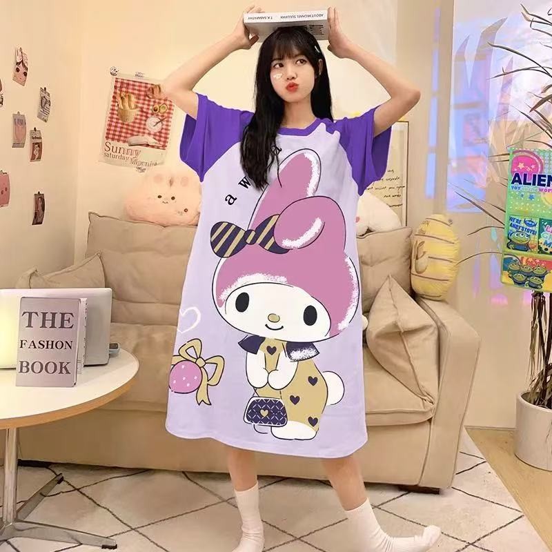 ชุดนอนแขนสั้น, ชุดนอนคอกลมการ์ตูนน่ารัก, ชุดที่บ้านที่สะดวกสบาย - รูปที่ 6