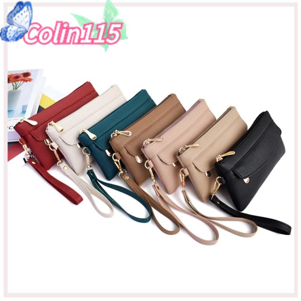 กระเป๋าใส่เหรียญ โคลินา115,กระเป๋าสตางค์ใบยาวหนัง ปู่ สีทึบ,แฟชั่นซิปผู้ถือบัตรผู้หญิง