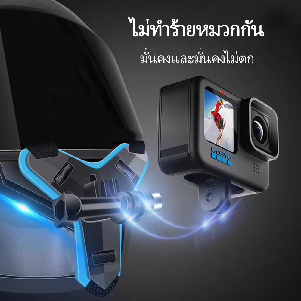 🏍️ที่ยึดหมวกกันน็อค สายยึดคาง，ขายึดหมวกกันน๊อคกล้อง，หมุนได้ 360 องศา ขายึดมือถือ ที่วางโทรศัพท์มือถือ🏍️