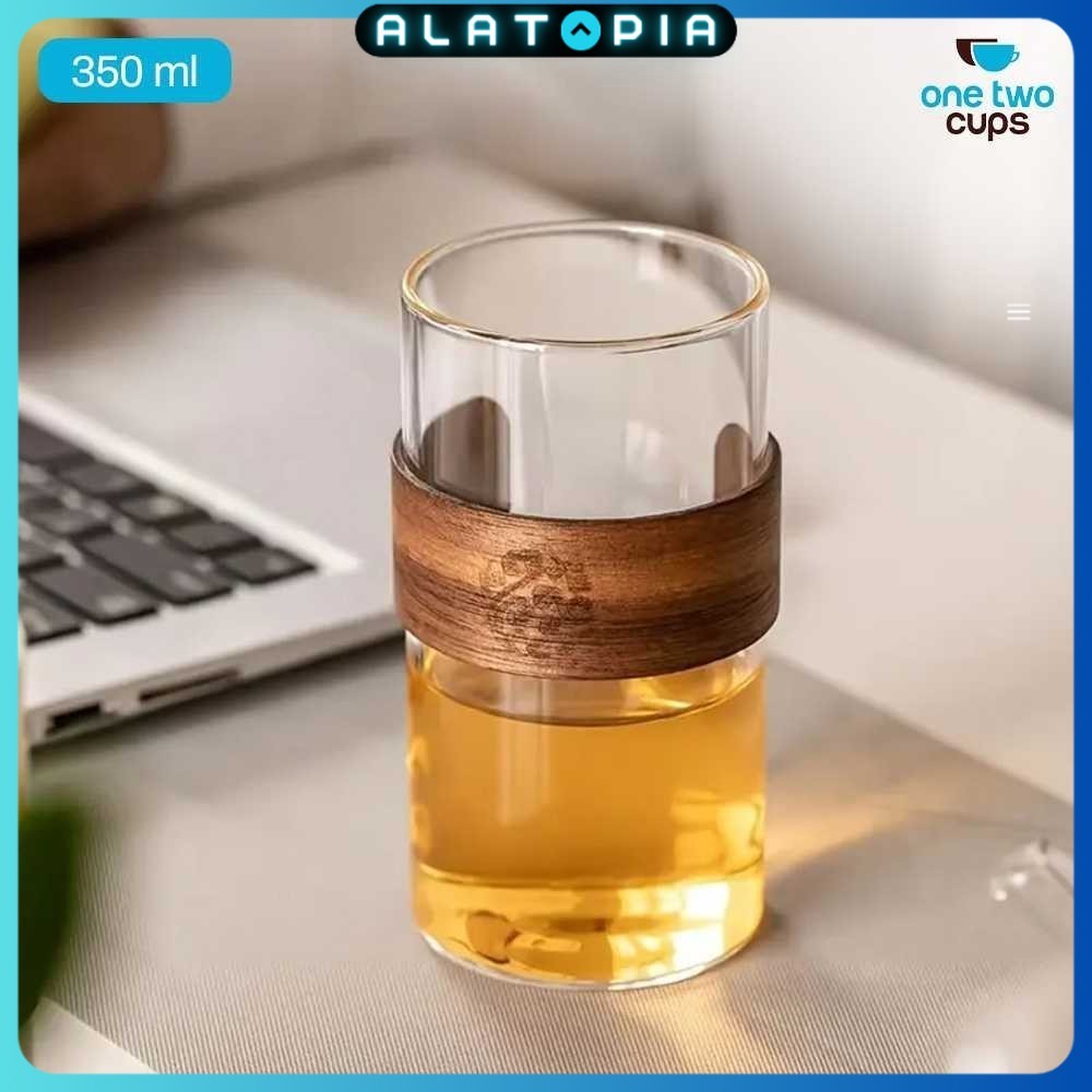 One Two Cups Whisky Japanese Style Glass Wood Sleeve 350ml - PG35
