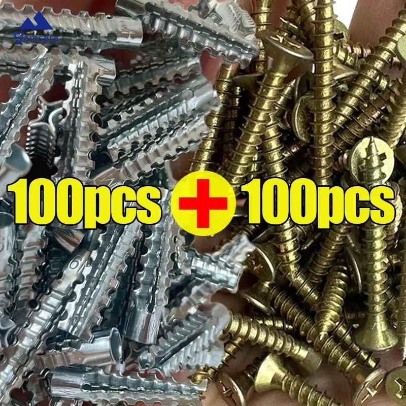 100 ชุดชุดพร้อมสกรูและหลอด, สลักเกลียวสมอขยายเหล็กคาร์บอนสําหรับงานหนักสําหรับติดผนัง, การติดตั้งคอนกรีต/ไม้, อุปกรณ์ปรับปรุงบ้าน ทําเอง